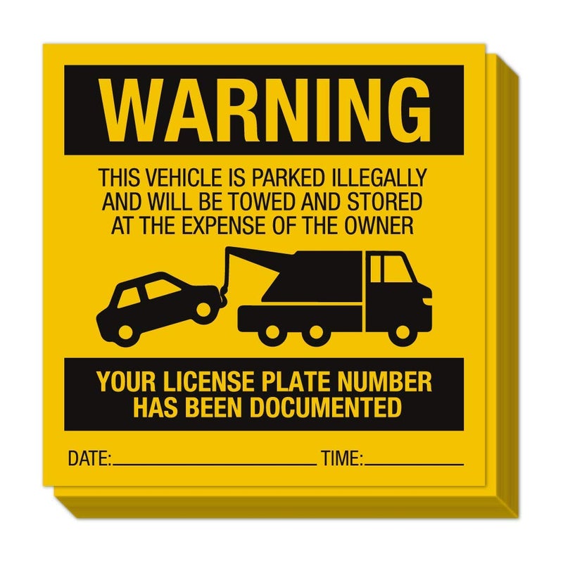 Sutter Signs Illegally Parked Warning Stickers (Pack of 25) | Tow Away Warning Sign for Illegal Car Vehicle Parking Violation - Image 1